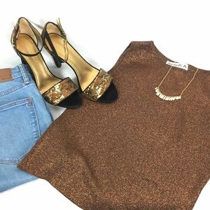 Joseph A. Silk Metallic Sleeveless Shirt